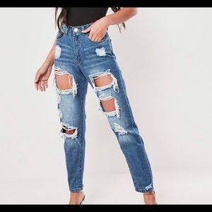 Misguided blue riot high rise ripped jeans